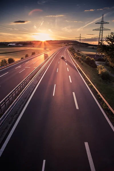 Motorway in Germany on sunset — Stock Photo, Image