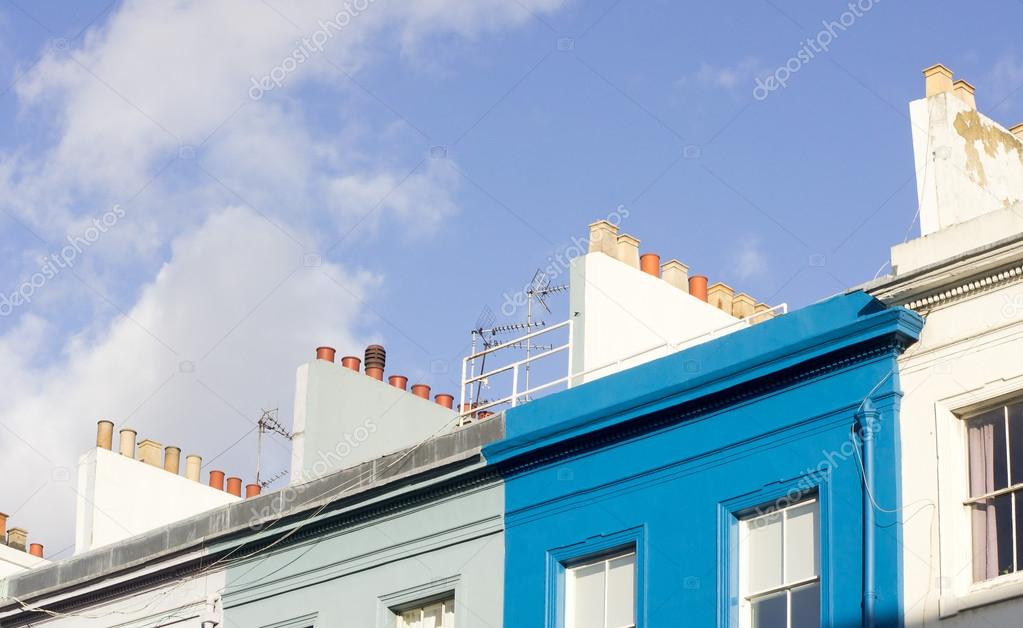 White and blue houses
