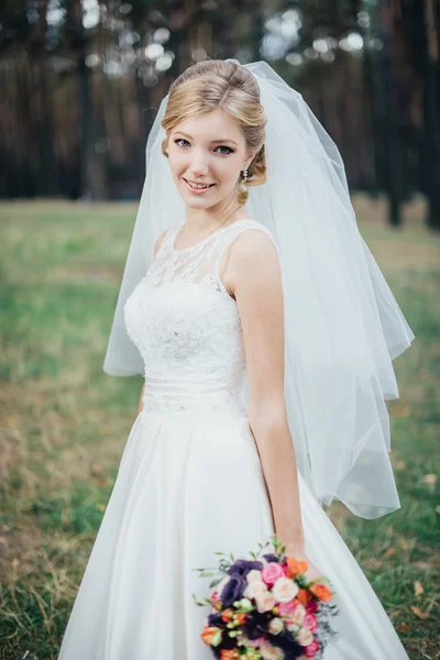 A noiva em um vestido branco — Fotografia de Stock