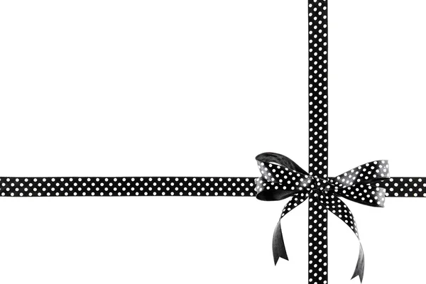 Black and white ribbon with a bow on a white background — Stock Photo, Image