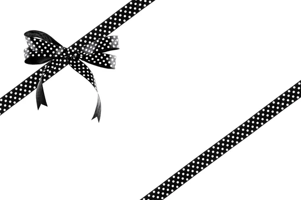 Black and white ribbon with a bow on a white background — Stock Photo, Image