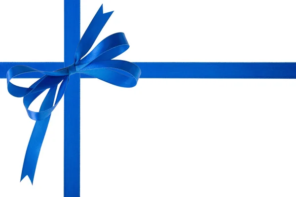 Blue ribbon with a bow on a white background — Stock Photo, Image