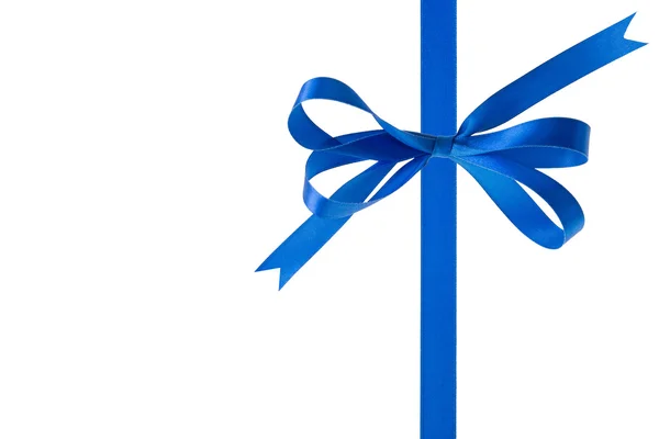 Blue ribbon with a bow on a white background — Stock Photo, Image