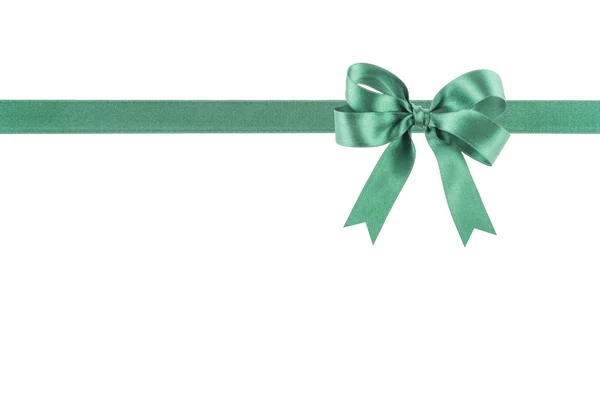 緑の白い背景の弓とリボン — ストック写真