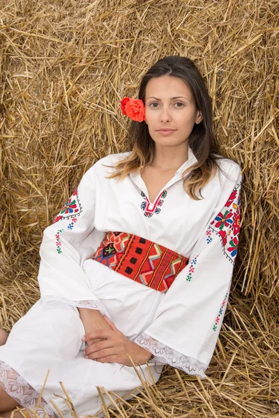 Young woman with national costume from Bulgaria — Stock Photo, Image