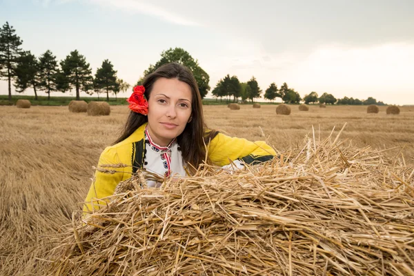 Young woman with national costume from Bulgaria — Stock Photo, Image