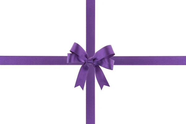 Purple ribbon with a bow on white background — Stock Photo, Image