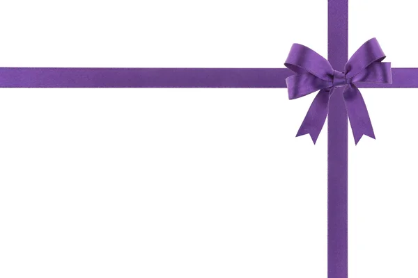 Purple ribbon with a bow on white background — Stock Photo, Image