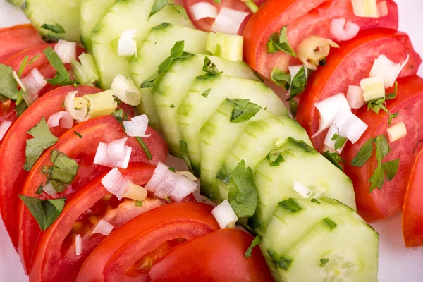 Saláta, paradicsom és uborka — Stock Fotó