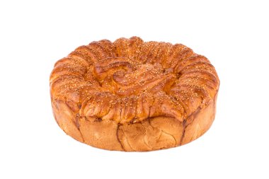 Beyaz bir arka plan üzerinde küçük ekmekler