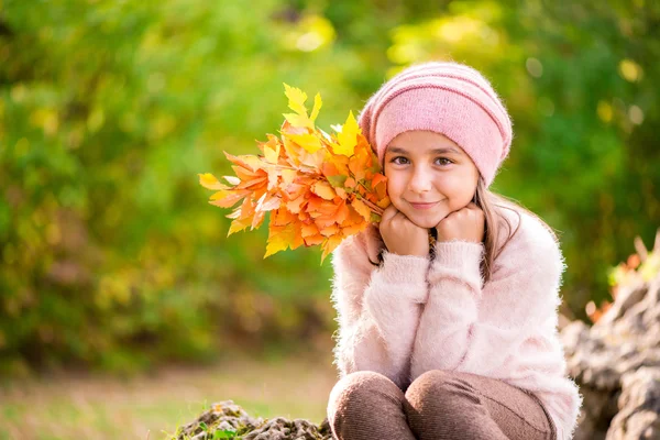 Adorável menina ao ar livre no belo dia de outono — Fotografia de Stock