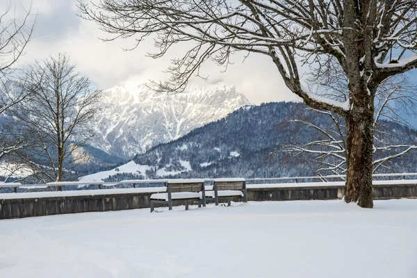 Paesaggio invernale sulla Rossfeld-Panorama-Road vicino a Berchtesgade — Foto Stock