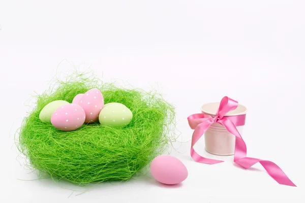 Easter eggs over white background — Stock Photo, Image