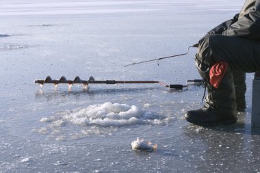 Buz matkap ve buz balıkçı çubuğu