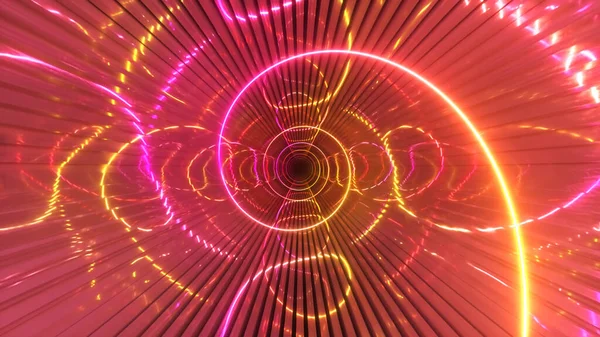 Gradient Neon Spiraltunnel Hintergrund Endlose Flucht Nach Vorn Moderne Neonbeleuchtung — Stockfoto