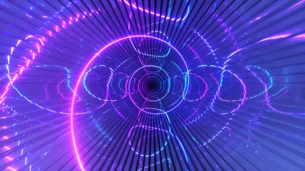 Gradient Neon Spiraltunnel Hintergrund Endlose Flucht Nach Vorn Moderne Neonbeleuchtung — Stockfoto