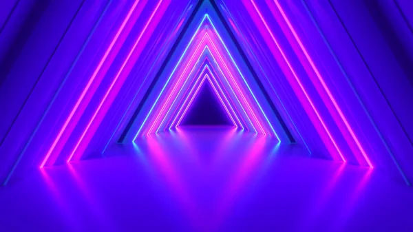 Túnel Triangular Néon Abstrato Tecnológico Endless Rodopiando Fundo Animado Luz — Fotografia de Stock