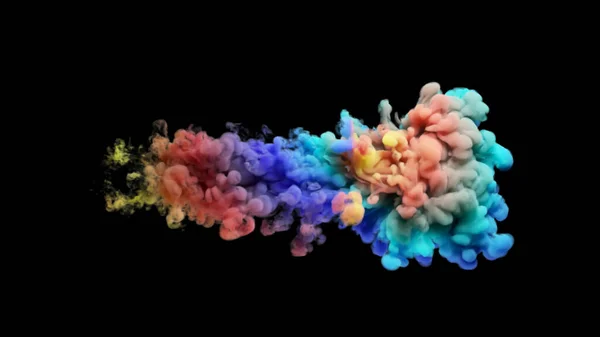 Splash Colored Ink Mysterious Illusion Multicolored Cloud Smoke Black Isolated — Stock Photo, Image