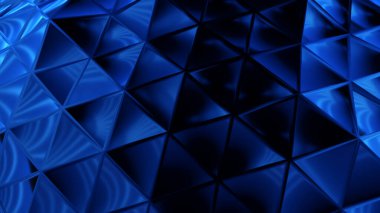 Birbirine bağlı üçgenlerden yapılan soyut siyah plastik yüzey. 3d illüstrasyon