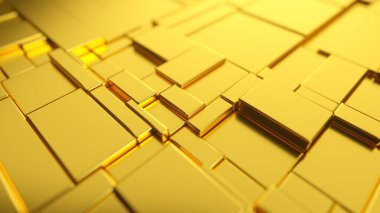 Altından yapılmış soyut hareket yüzeyi. 3d illüstrasyon