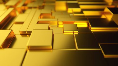 Altından yapılmış soyut hareket yüzeyi. 3d illüstrasyon