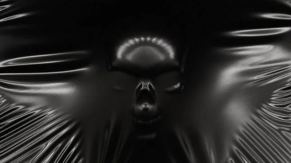 Silhouette Human Skull Stretches Black Latex Horror Concept Illustration — Stock Photo, Image