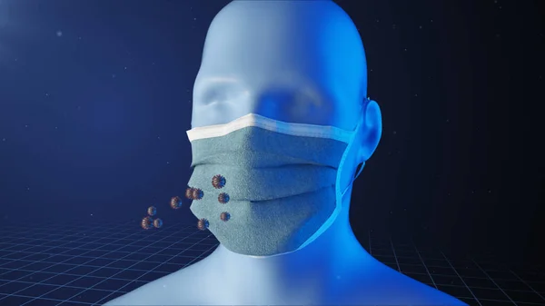 医療用マスクを着用することの重要性を示す医療コンセプトアニメーション Covid 19およびその他の呼吸器疾患に対する保護装置 3Dイラスト — ストック写真