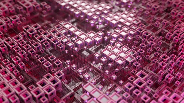 Ілюстрація Барвистих Скляних Рядів Кубиків Пролітають Крізь Прогноз Створюючи Абстрактну — стокове фото