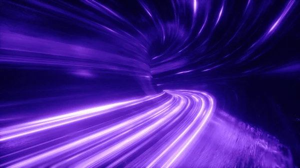 Rychlost Digitálních Světel Neonové Paprsky Pohybující Tunely Digitální Technologie Časoprostorová — Stock fotografie