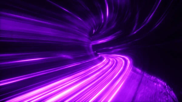Velocidad Las Luces Digitales Haces Neón Moviéndose Través Los Túneles — Foto de Stock