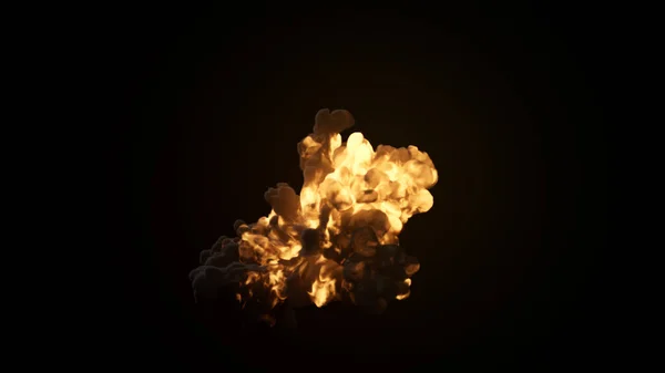 Esplosione Ultra Realistica Con Fumo Nero Spesso Uno Sfondo Nero — Foto Stock