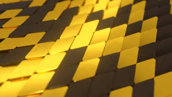 Superfície Onda Abstrata Formas Geométricas Material Plástico Ouro Ilustração — Fotografia de Stock