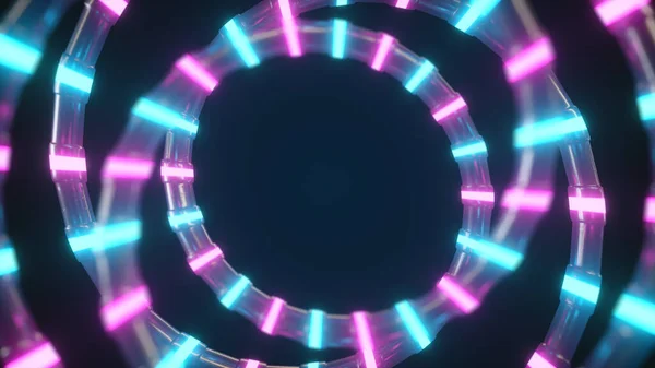 Абстрактная Металлическая Структура Неоновым Свечением Вращается Бесконечной Петле Современный Ультрафиолетовый — стоковое фото