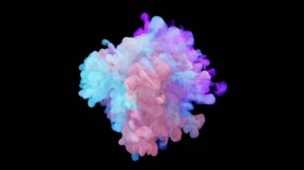 Several Explosions Colorful Multicolored Smoke Powder Colored Smoke Blended Black — Stock Photo, Image