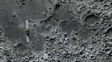 Textured surface of the moon in motion close-up. Satellite moving along the moon. 3D animation. Elements of this image furnished by NASA.