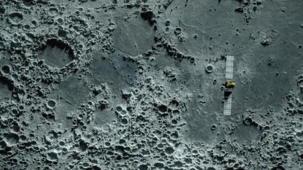 Suprafața texturată a Lunii în mișcare aproape. Satelitul se mişcă de-a lungul Lunii. Animaţie 3D. Elemente ale acestei imagini furnizate de NASA . — Videoclip de stoc