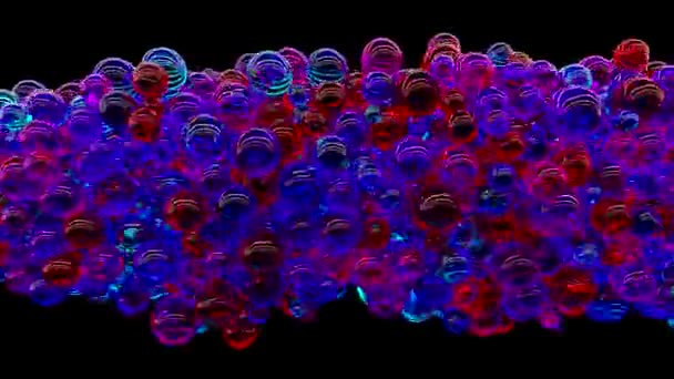 Abstract random appearance of glass spheres interacting with each other. Motion concept. 3d animation — Wideo stockowe