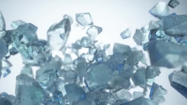 Ice chunks flying up in the air in slow motion. 3d animation — Stock videók