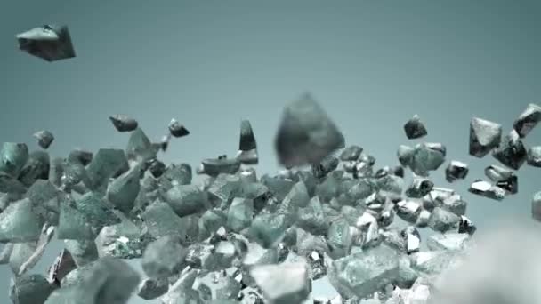 Ice chunks flying up in the air in slow motion. 3d animation — Wideo stockowe