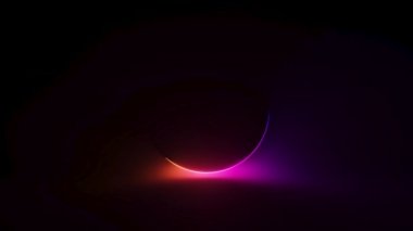 Soyut dairesel neon arkaplan. Flüoresan parlayan neon ışığı gradyanı. Kusursuz 3D döngü oluşturucu