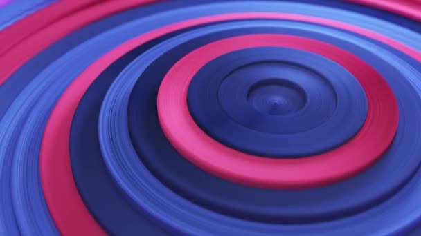 Abstract patroon van kleurrijke cirkels met offset effect. Rood blauwe ringen animatie. Een abstracte creatieve achtergrond. Naadloze lus 4k 3d render. — Stockvideo