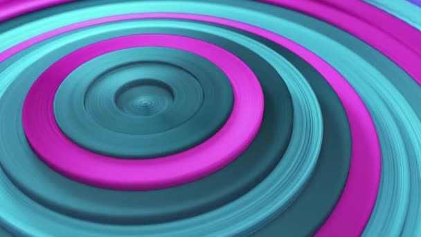 Abstract patroon van kleurrijke cirkels met offset effect. Roze blauwe ringen animatie. Een abstracte creatieve achtergrond. Naadloze lus 4k 3d render. — Stockvideo