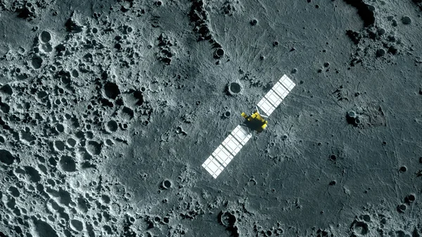 Surface Texturée Lune Mouvement Close Satellite Déplaçant Long Lune Illustration — Photo
