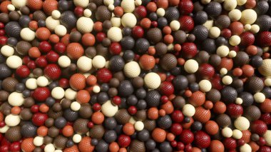 Birbiriyle etkileşen kürelerin soyut rastlantısal görüntüsü. Hareket konsepti. 3d illüstrasyon