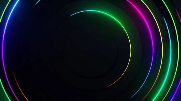 Radial Abstract Neon Background Laser Neon Lines Move Circle Circular — Stock Photo, Image