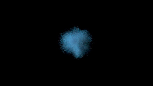 Взрыв синего порошка в замедленном действии с миллионами частиц и дымом. 3D рендеринг — стоковое видео