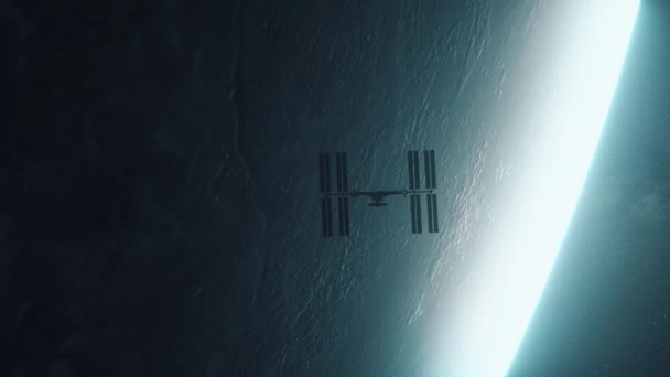 Station spatiale internationale ISS en orbite autour de la planète Terre dans l'espace. Des millions d'étoiles et la voie lactée. 3d rendu — Video