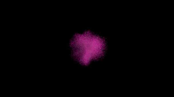 何百万もの粒子と煙との遅延作用で紫色の粉末の爆発。3Dレンダリング — ストック動画