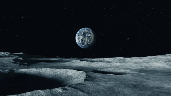 Άποψη Του Πλανήτη Από Την Επιφάνεια Της Σελήνης Αέρινος Χώρος — Φωτογραφία Αρχείου