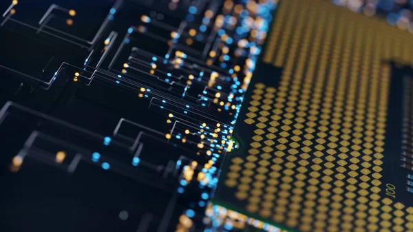 Számítógépes Processzor Milliónyi Kapcsolattal Jellel Technológia Cpu Háttér Chip Impulzusai — Stock Fotó